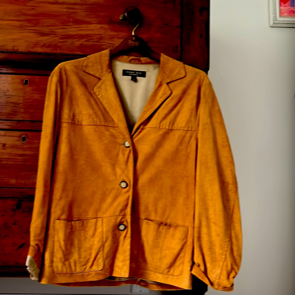 Worn In Rich Golden Suede Jacket; Labeled Size Xs But Runs Big And Boxy;